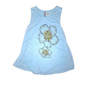Acting Pro Top 1X Plus Size Baby Blue Sleeveless Round Neck Blouse Tank Top‎